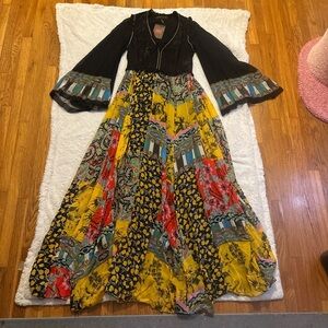 Etro Silk Maxi Dress with Bell Sleeves